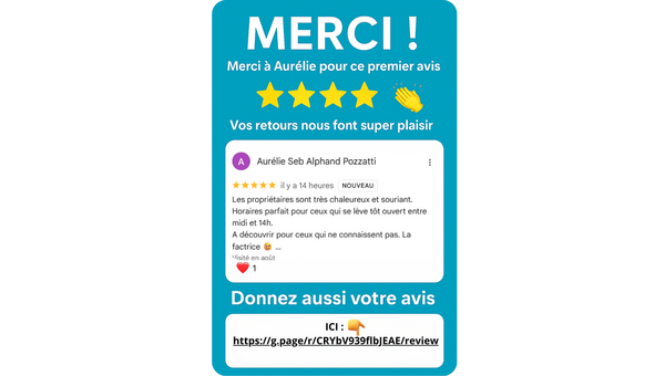 Merci pour ce 1er avis google 5*