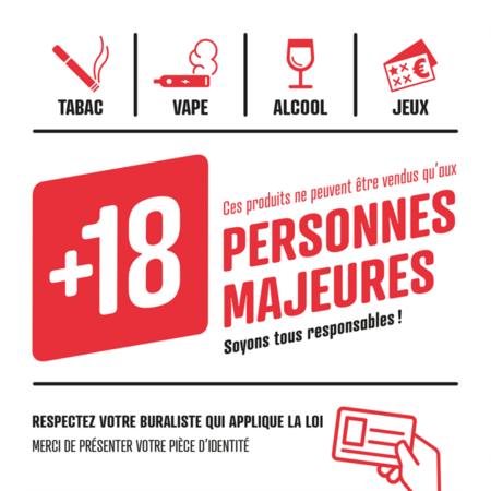 Vente de tabac, cigarettes &eacute;lectroniques et jeux d'argent aux mineurs